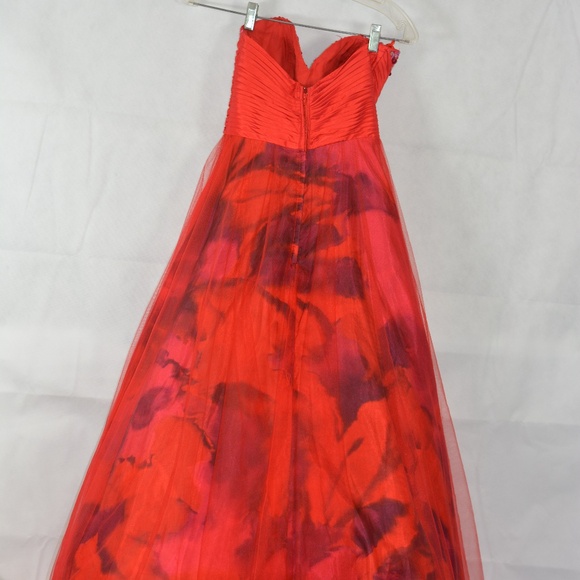 Jovani Red Tulle/Printed Gown SZ 0 - Picture 10 of 11
